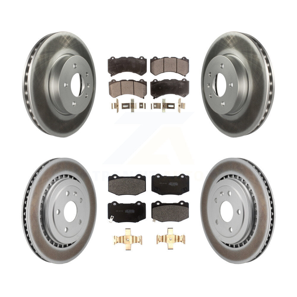 Front Rear Coated Disc Brake Rotors And Semi-Metallic Pads Kit For Cadillac ATS V KGF-102990