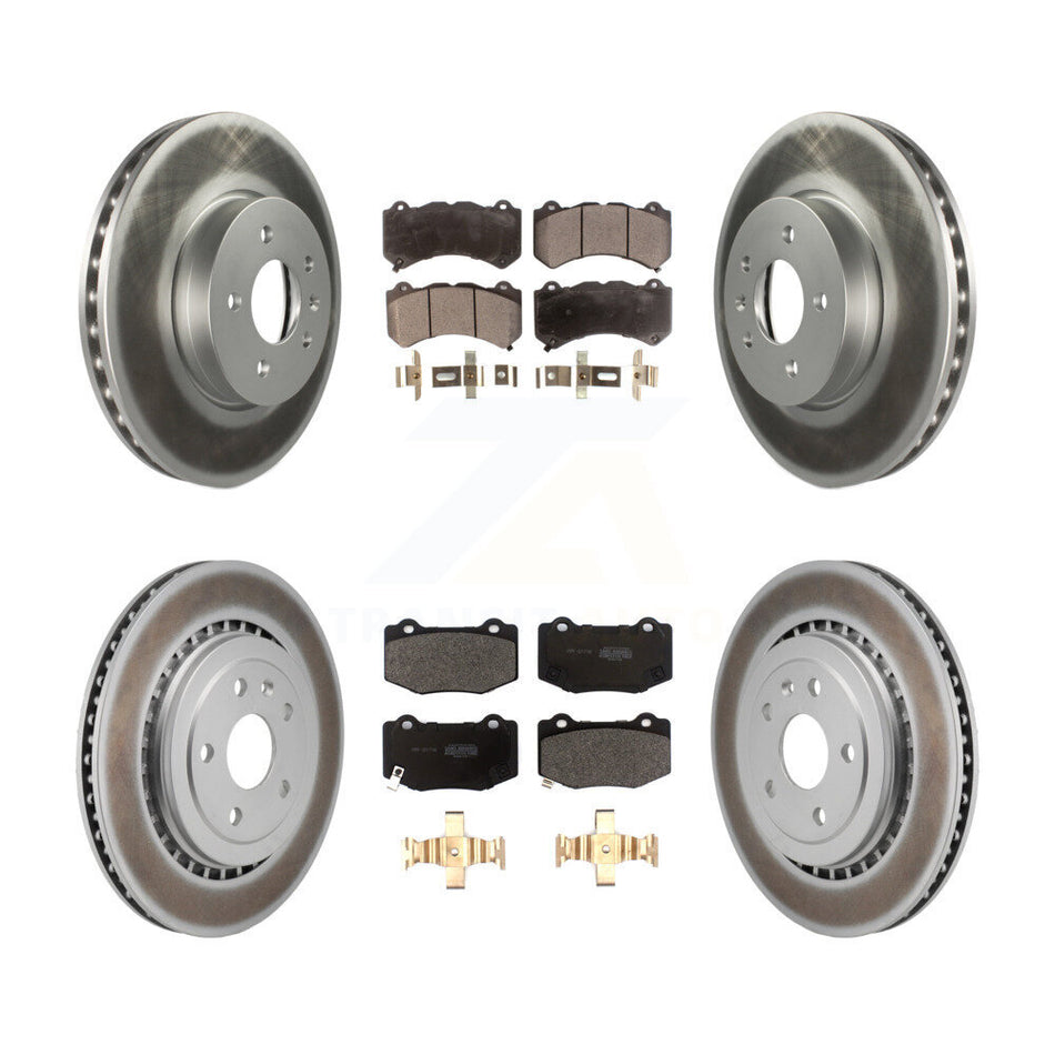 Front Rear Coated Disc Brake Rotors And Semi-Metallic Pads Kit For Cadillac ATS V KGF-102990