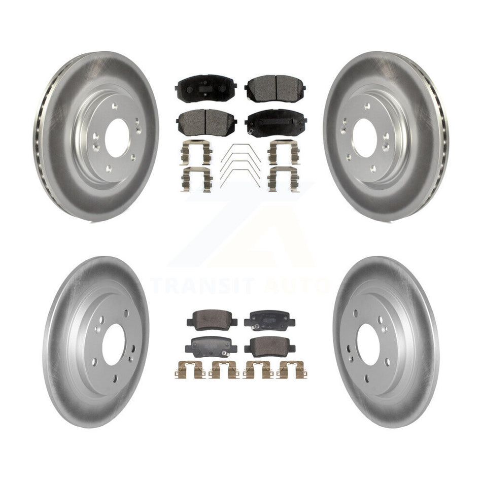 Front Rear Coated Disc Brake Rotors And Semi-Metallic Pads Kit For Kia Seltos KGF-102993