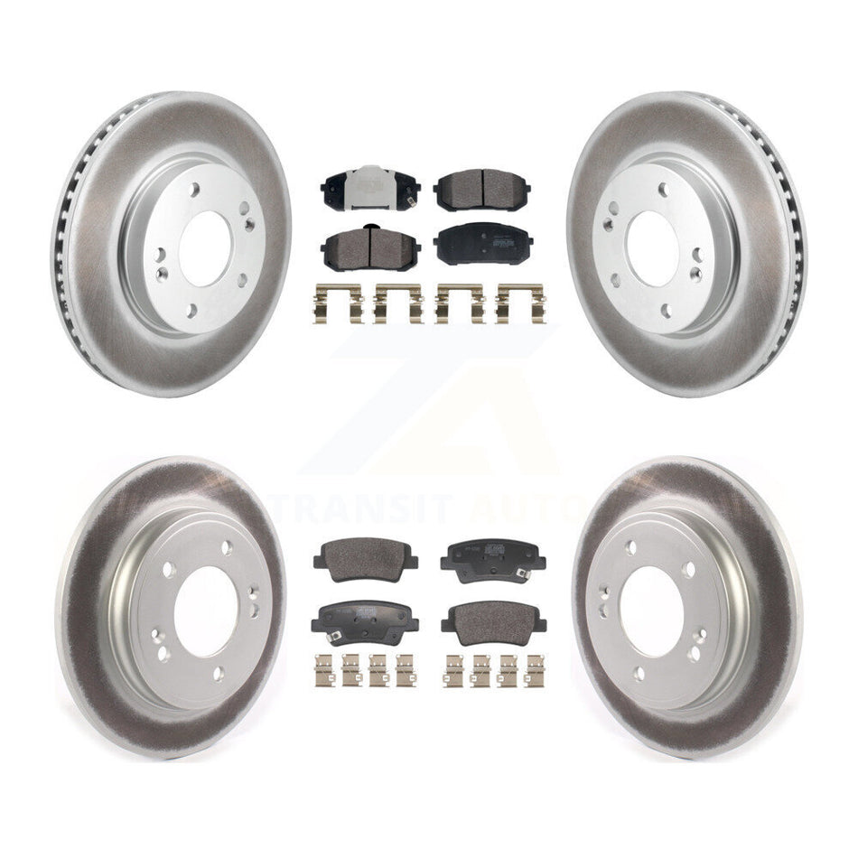 Front Rear Coated Disc Brake Rotors And Semi-Metallic Pads Kit For Hyundai Elantra KGF-102996