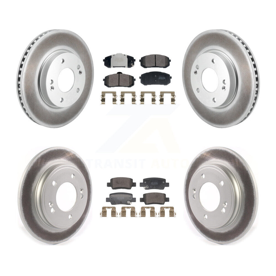 Front Rear Coated Disc Brake Rotors And Semi-Metallic Pads Kit For Hyundai Elantra KGF-102997