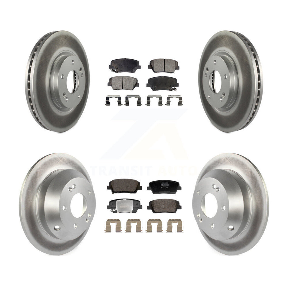 Front Rear Coated Disc Brake Rotor Semi-Metallic Pad Kit For Hyundai Santa Fe Kia Sorento KGF-102999