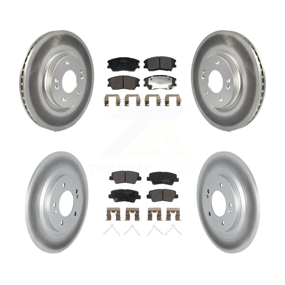 Front Rear Coated Disc Brake Rotors And Semi-Metallic Pads Kit For 2020-2023 Kia Soul EV KGF-103002