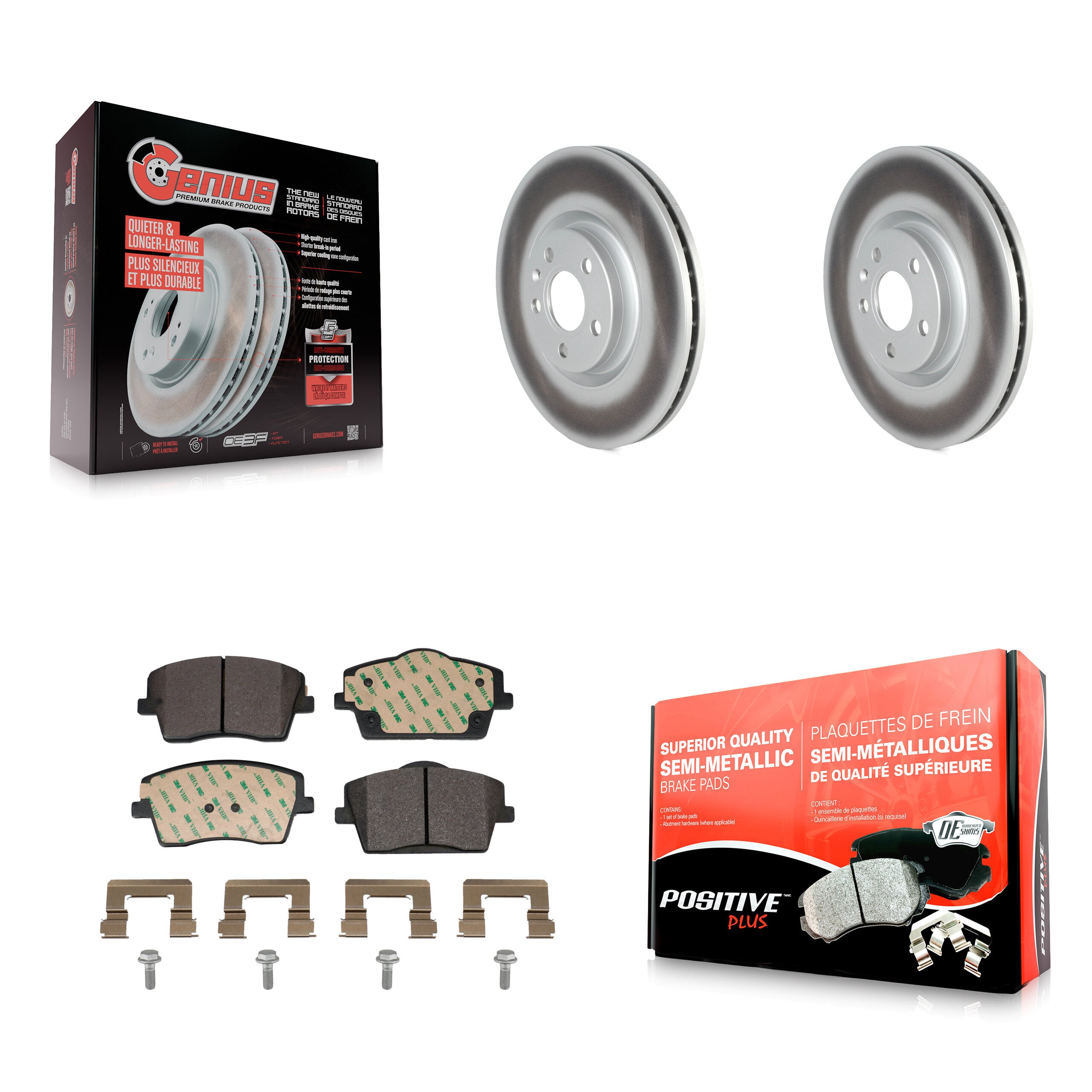 Front Coated Disc Brake Rotors And Semi-Metallic Pads Kit For Volvo XC40 KGF-103020