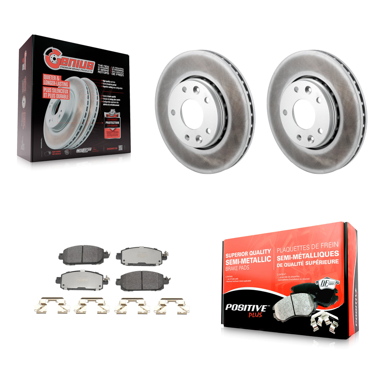 Front Coated Disc Brake Rotors And Semi-Metallic Pads Kit For Nissan Kicks Sentra KGF-103027