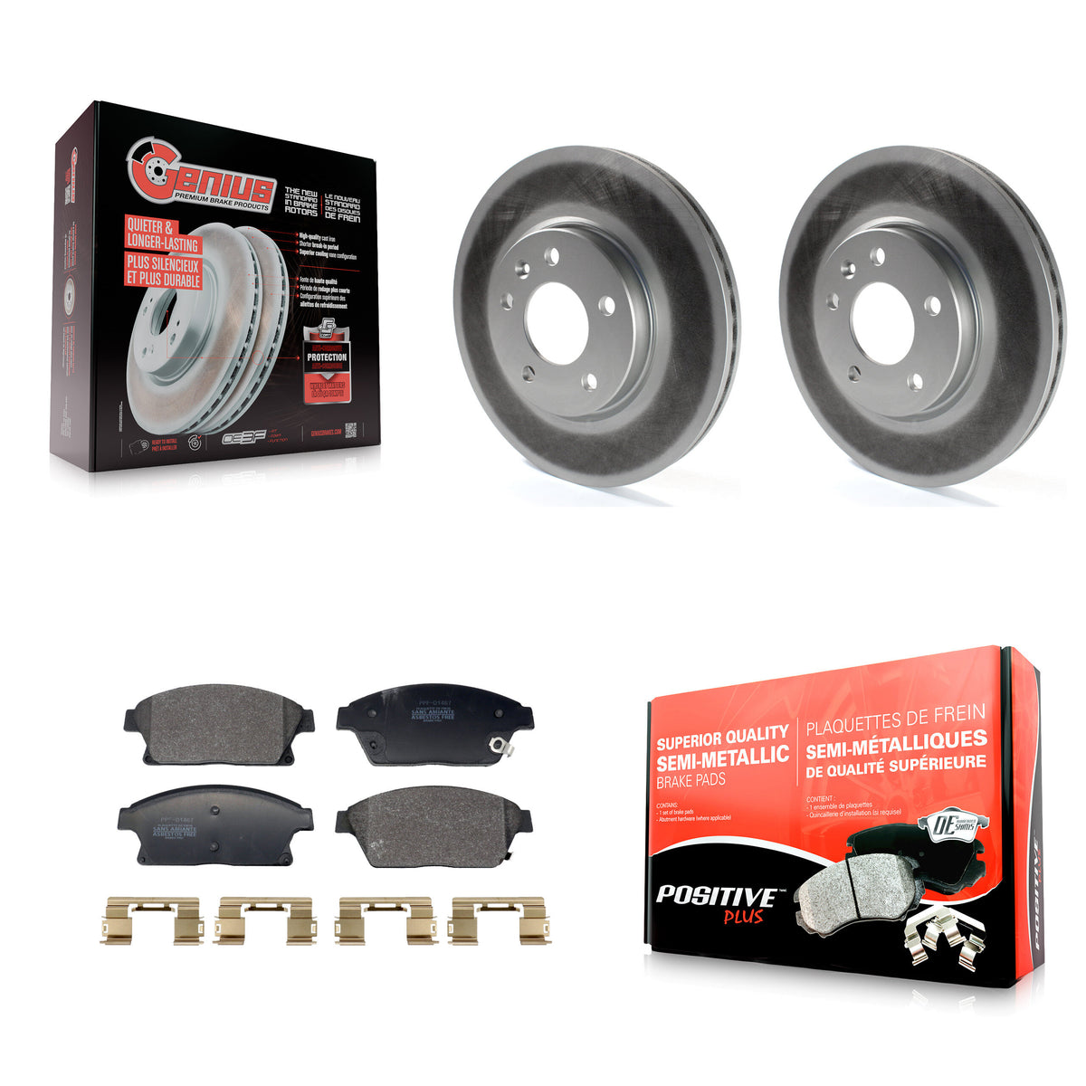 Front Coated Brake Rotor & Semi-Metallic Pad Kit For Chevrolet Cruze Buick Verano Orlando KGF-103031