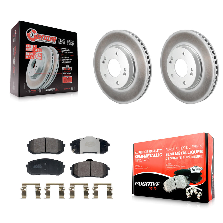 Front Coated Disc Brake Rotors And Semi-Metallic Pads Kit For Hyundai Elantra KGF-103038