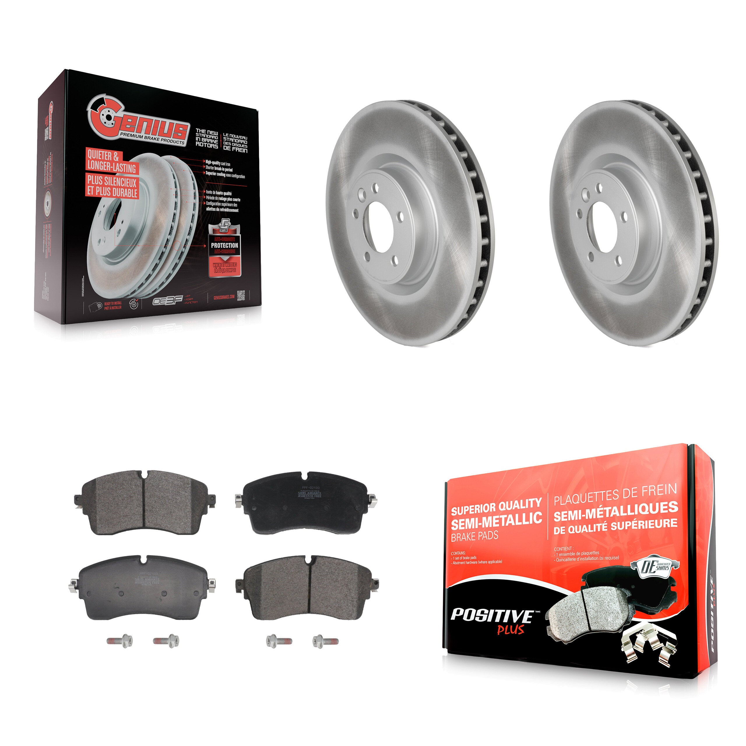 Front Coated Brake Rotor & Semi-Metallic Pad Kit For 2022 Land Rover Defender 110 90 2.0L KGF-103043