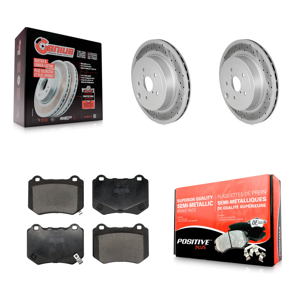 Rear Coated Disc Brake Rotors And Semi-Metallic Pads Kit For 2018-2021 Subaru WRX STI KGF-103051
