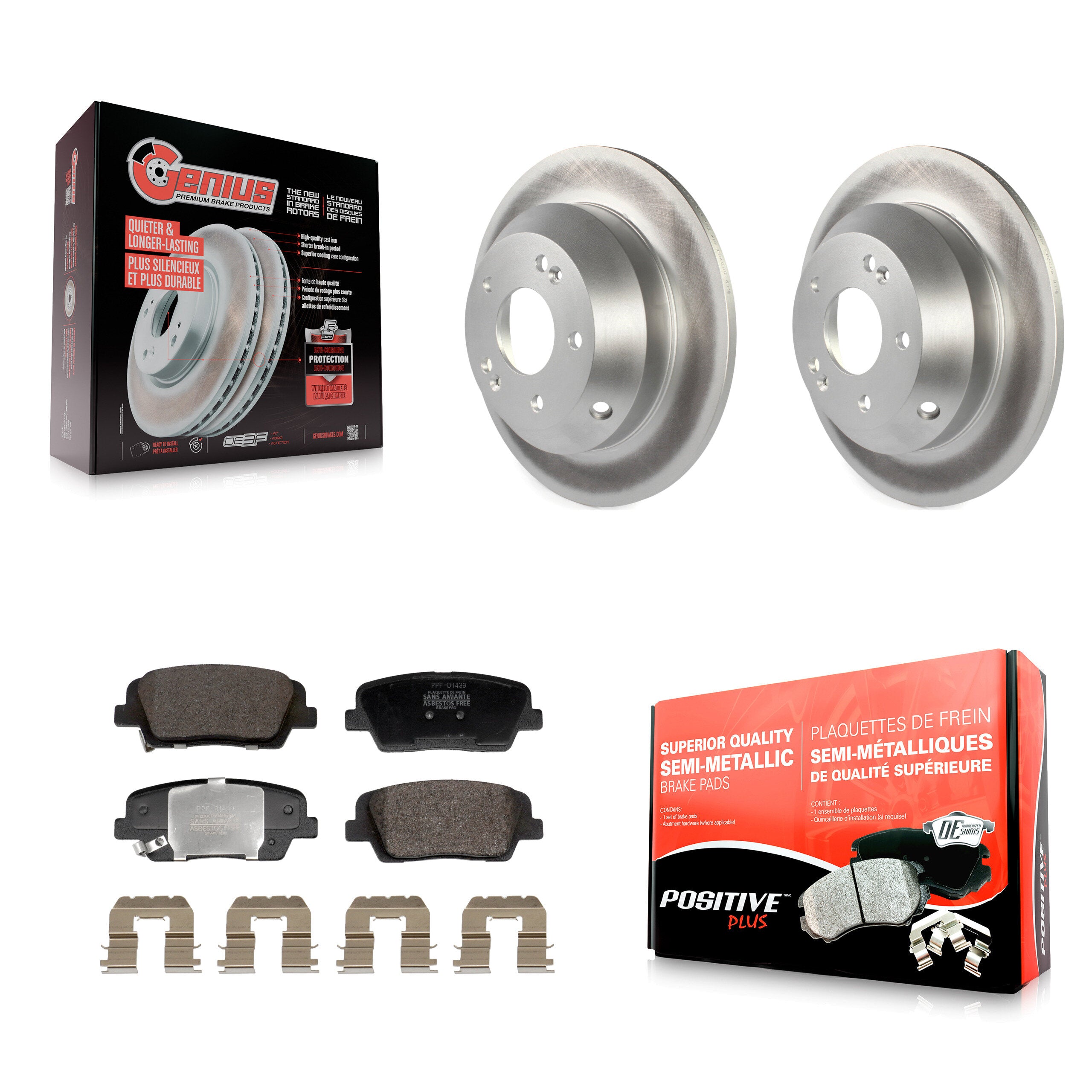 Rear Coated Brake Rotor & Semi-Metallic Pad Kit For Hyundai Santa Fe Sport Kia Sorento XL KGF-103067