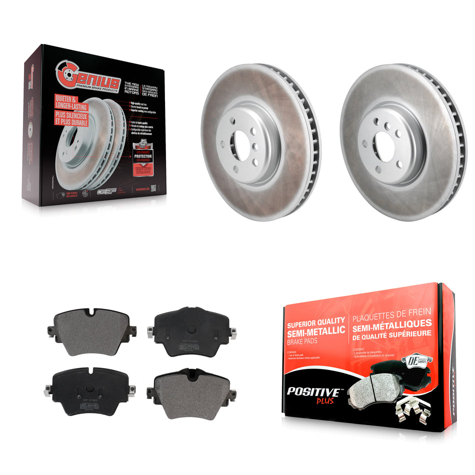 Front Coat Brake Rotor Semi-Metallic Pad Kit For 21 Toyota GR Supra With 4 Piston Caliper KGF-103078