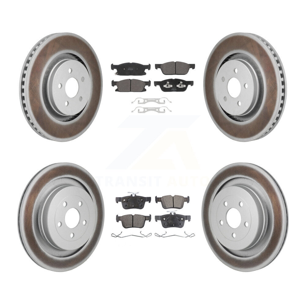 Front Rear Coat Brake Rotor Semi-Metallic Pad Kit For Ford Edge With Red Painted Calipers KGF-103083
