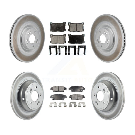 Front Rear Coated Disc Brake Rotor And Semi-Metallic Pad Kit For Hyundai Genesis G80 5.0L KGF-103095