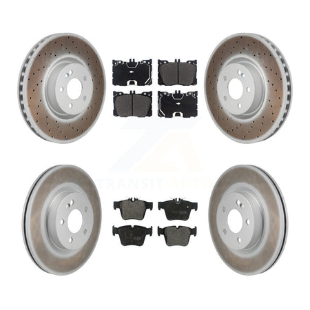 Front Rear Coated Brake Rotors Semi-Metallic Pad Kit For Mercedes-Benz C43 AMG GLC43 C450 KGF-103100