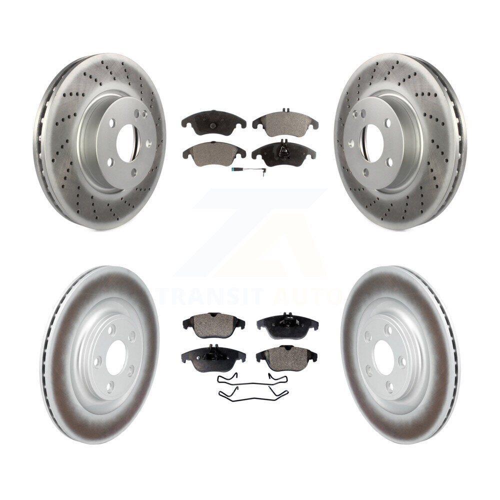 Front Rear Coated Disc Brake Rotors And Semi-Metallic Pads Kit For Mercedes-Benz E400 KGF-103110