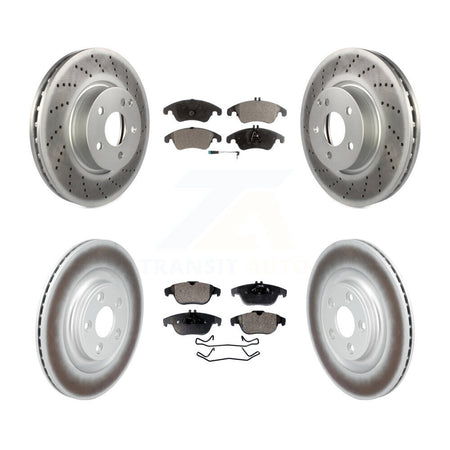 Front Rear Coated Disc Brake Rotors And Semi-Metallic Pads Kit For Mercedes-Benz E400 KGF-103110