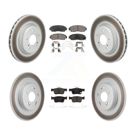Front Rear Coated Disc Brake Rotor And Semi-Metallic Pad Kit For 2021-2023 Acura TLX 2.0L KGF-103118