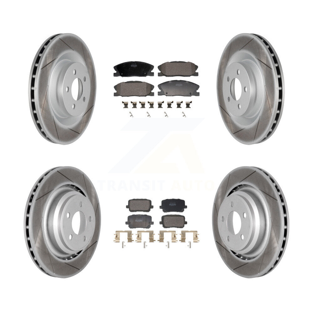 Front Rear Coated Disc Brake Rotors And Semi-Metallic Pads Kit For Dodge Charger KGF-103124