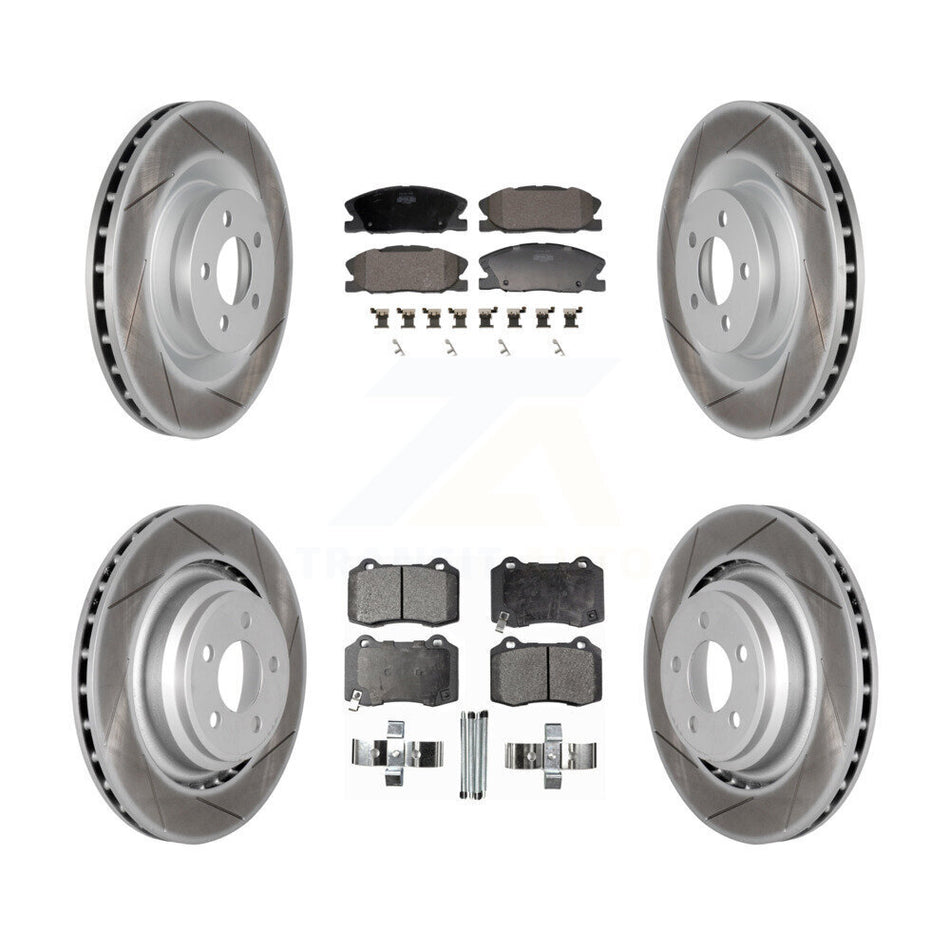 Front Rear Coated Disc Brake Rotors And Semi-Metallic Pads Kit For Dodge Charger KGF-103128