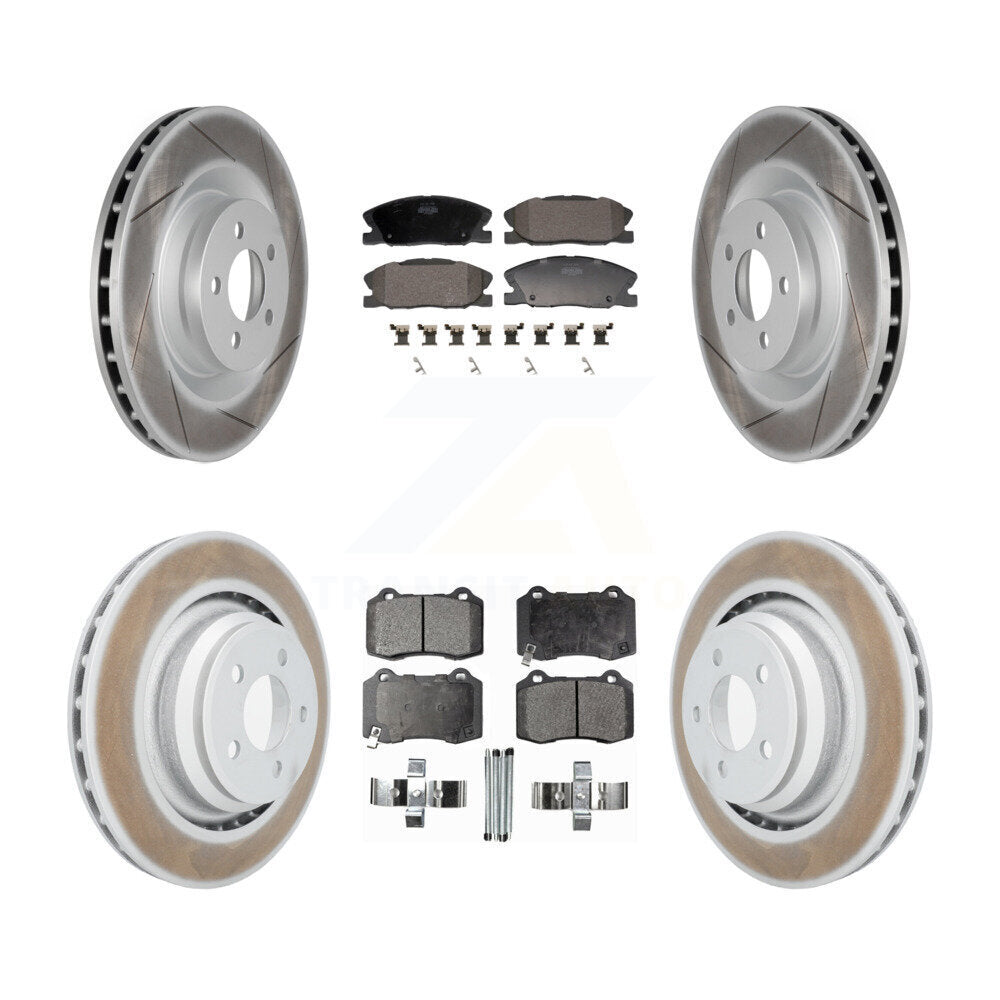 Front Rear Coated Disc Brake Rotors And Semi-Metallic Pads Kit For Dodge Charger KGF-103129