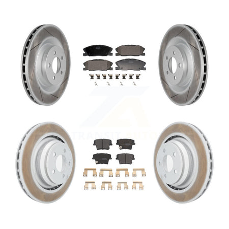 Front Rear Coated Disc Brake Rotors And Semi-Metallic Pads Kit For Dodge Charger KGF-103133