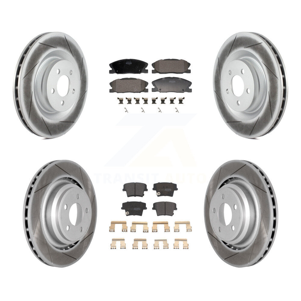 Front Rear Coated Disc Brake Rotors And Semi-Metallic Pads Kit For Dodge Charger KGF-103134