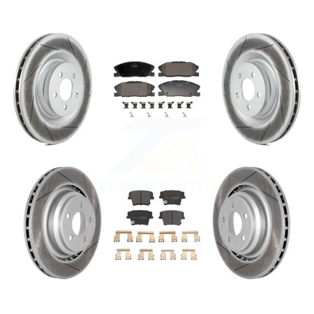 Front Rear Coated Disc Brake Rotors And Semi-Metallic Pads Kit For Dodge Charger KGF-103134