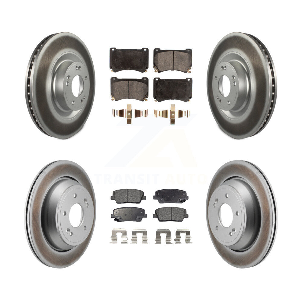 Front Rear Coated Disc Brake Rotors And Semi-Metallic Pads Kit For 2011 Hyundai Equus KGF-103146