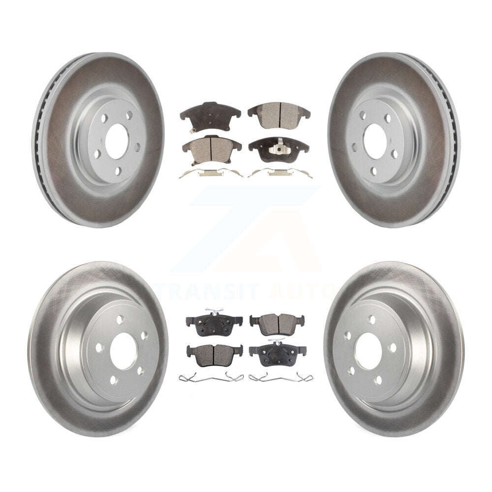 Front Rear Coated Disc Brake Rotor & Semi-Metallic Pad Kit For 2017-2020 Lincoln MKZ 2.0L KGF-103148