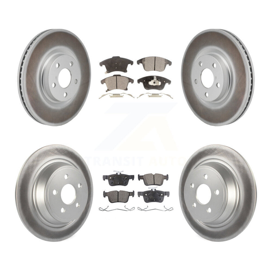 Front Rear Coated Disc Brake Rotor & Semi-Metallic Pad Kit For 2017-2020 Lincoln MKZ 2.0L KGF-103148