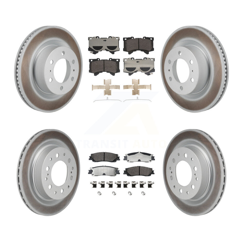 Front Rear Coated Brake Rotor Semi-Metallic Pad Kit For Toyota Tundra Sequoia Lexus LX600 KGF-103149