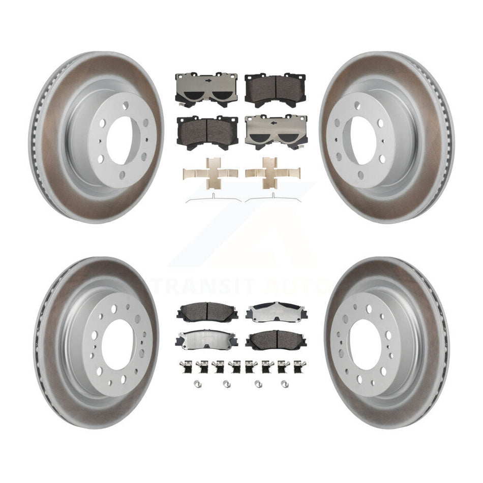 Front Rear Coated Brake Rotor Semi-Metallic Pad Kit For Toyota Tundra Sequoia Lexus LX600 KGF-103149