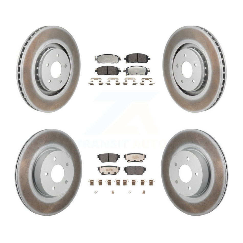 Front Rear Coated Brake Rotors Semi-Metallic Pad Kit For Mitsubishi Outlander Nissan QX60 KGF-103154