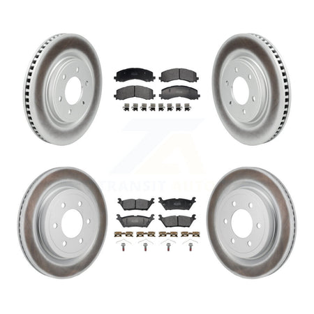 Front Rear Coated Disc Brake Rotors And Semi-Metallic Pads Kit For Ford F-150 Lightning KGF-103156