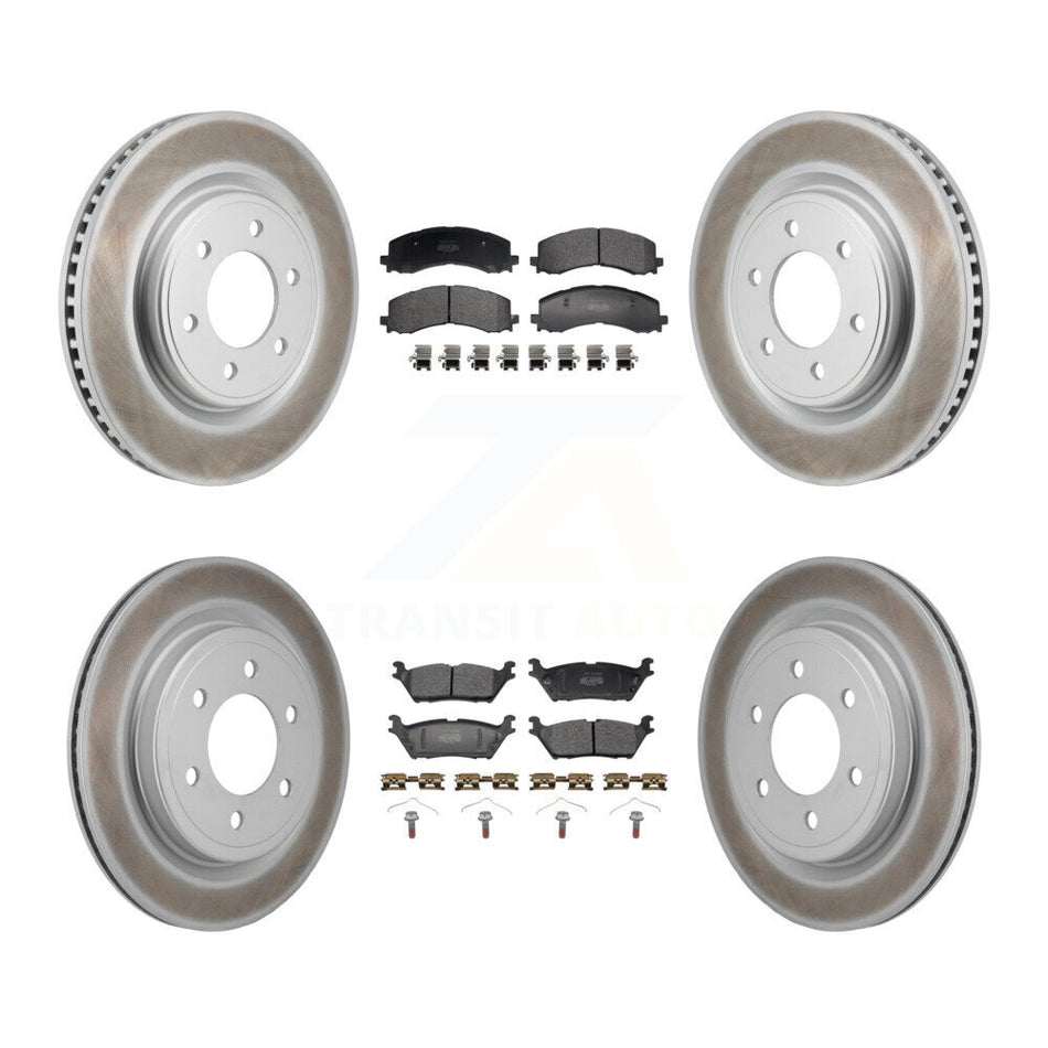 Front Rear Coat Disc Brake Rotors Semi-Metallic Pad Kit For Ford F-150 Expedition Lincoln KGF-103157