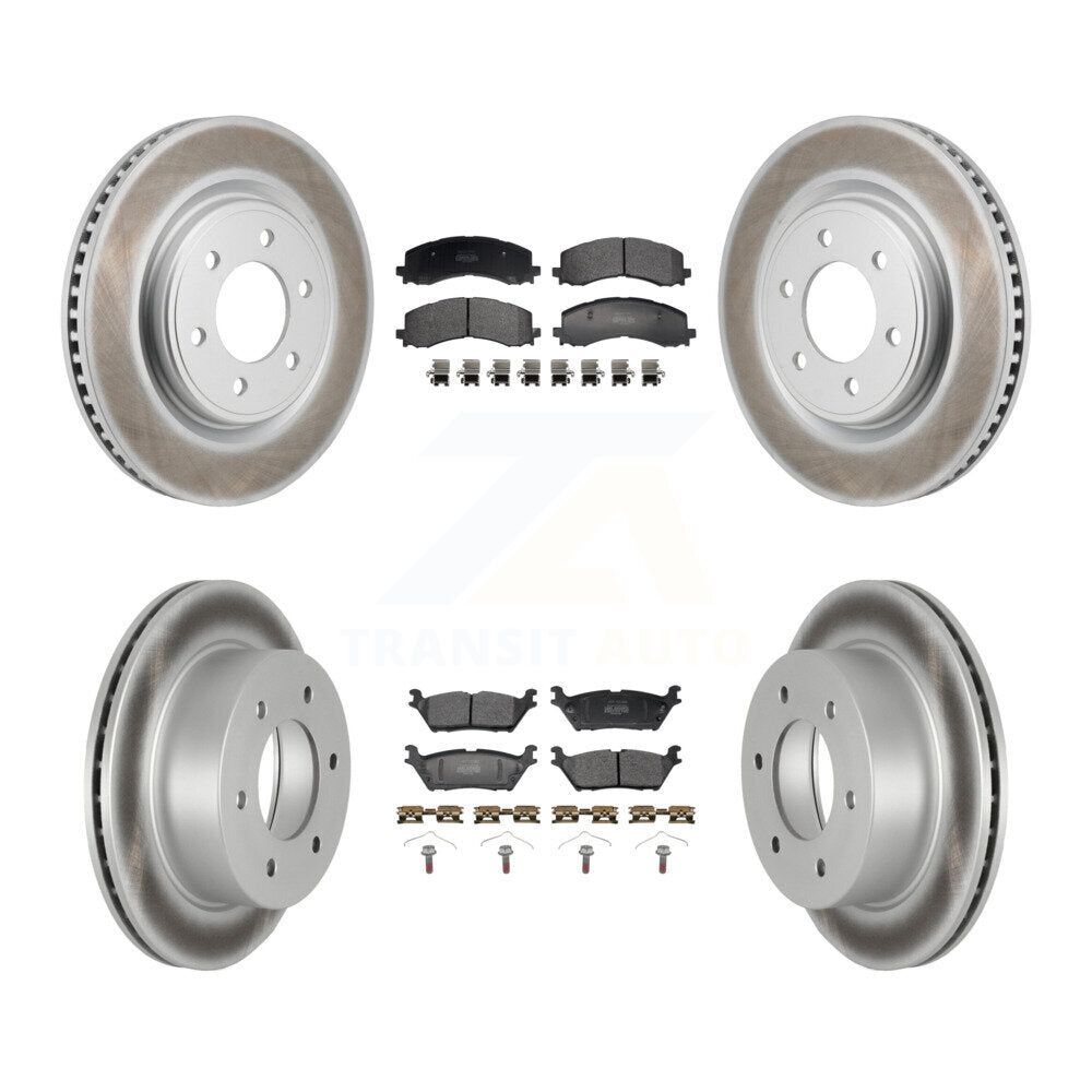 Front Rear Coated Disc Brake Rotor & Semi-Metallic Pad Kit For 2022-2023 Ford Bronco 3.0L KGF-103158