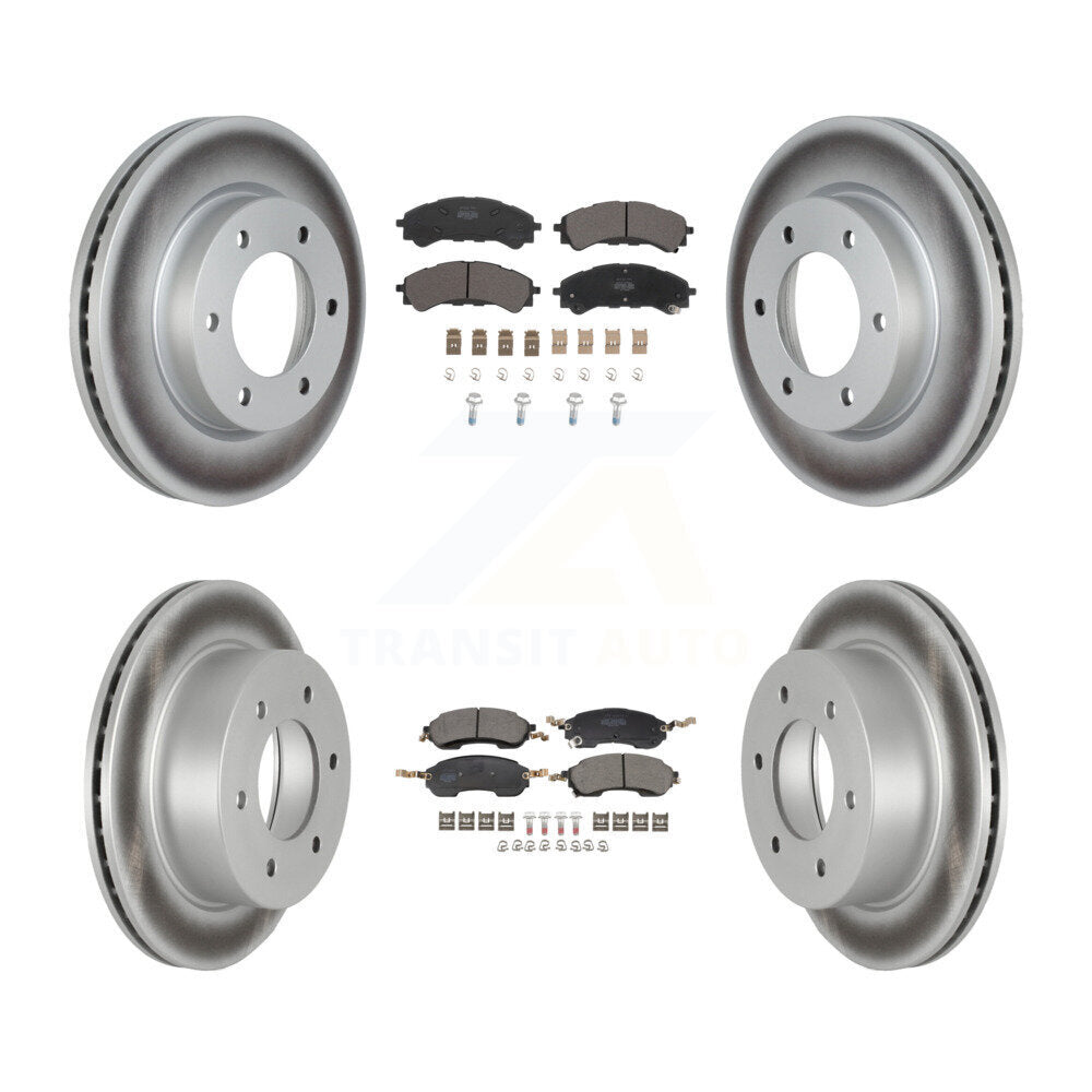 Front Rear Coated Disc Brake Rotors And Semi-Metallic Pads Kit For Ford Bronco KGF-103159
