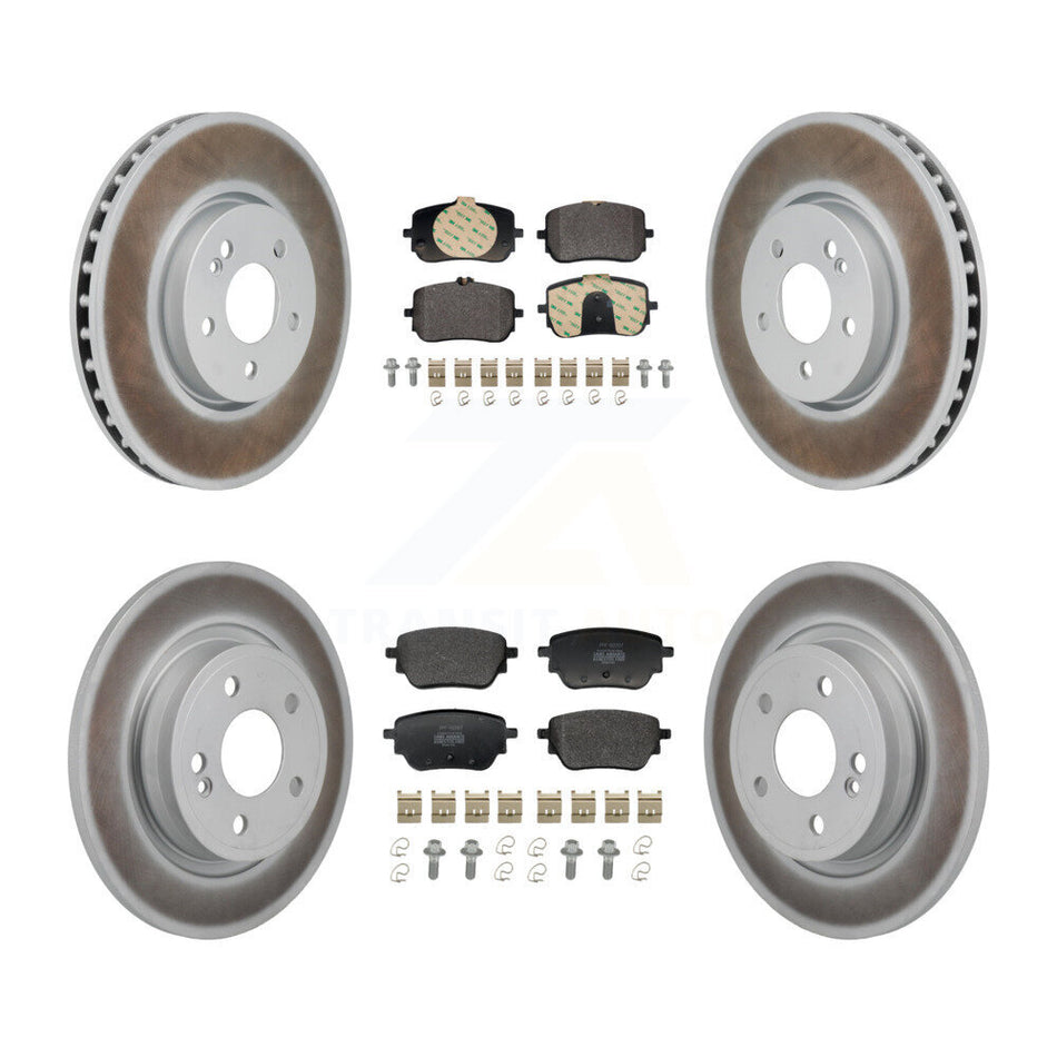 Front Rear Coated Disc Brake Rotors & Semi-Metallic Pad Kit For Mercedes-Benz A220 CLA250 KGF-103166