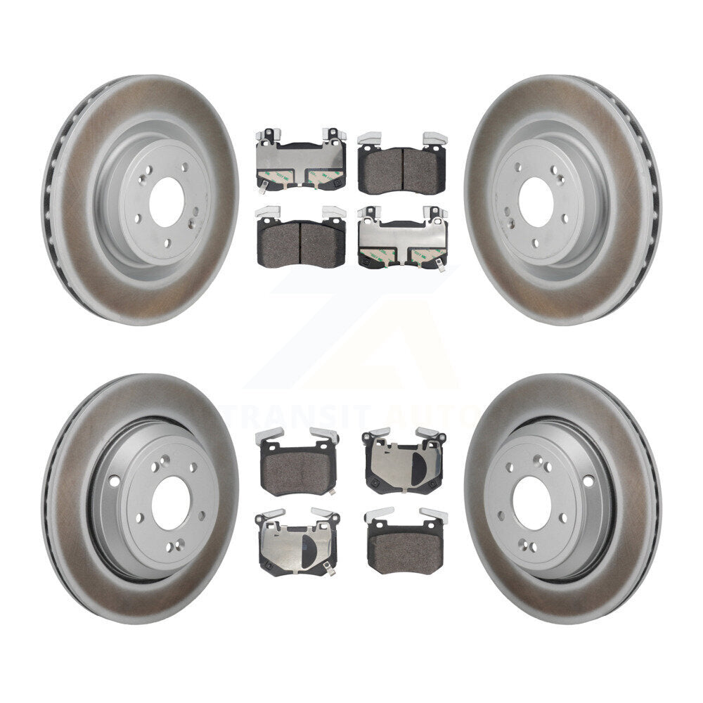 Front Rear Coated Disc Brake Rotors And Semi-Metallic Pads Kit For 2022 Genesis G70 3.3L KGF-103174