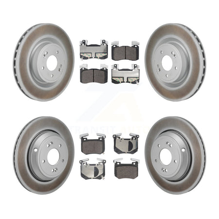 Front Rear Coated Disc Brake Rotors And Semi-Metallic Pads Kit For 2022 Genesis G70 3.3L KGF-103174