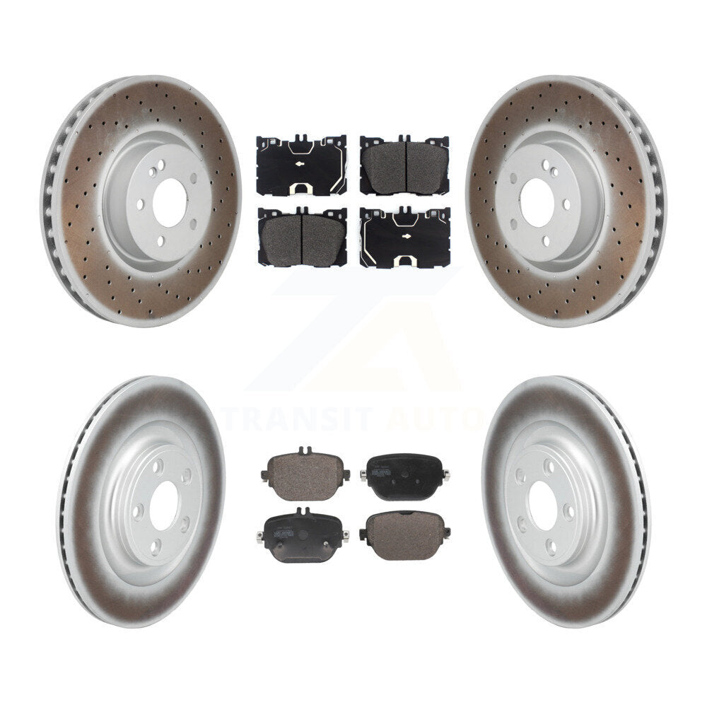 Front Rear Coated Brake Rotor & Semi-Metallic Pad Kit For Mercedes-Benz E400 E450 E43 AMG KGF-103177
