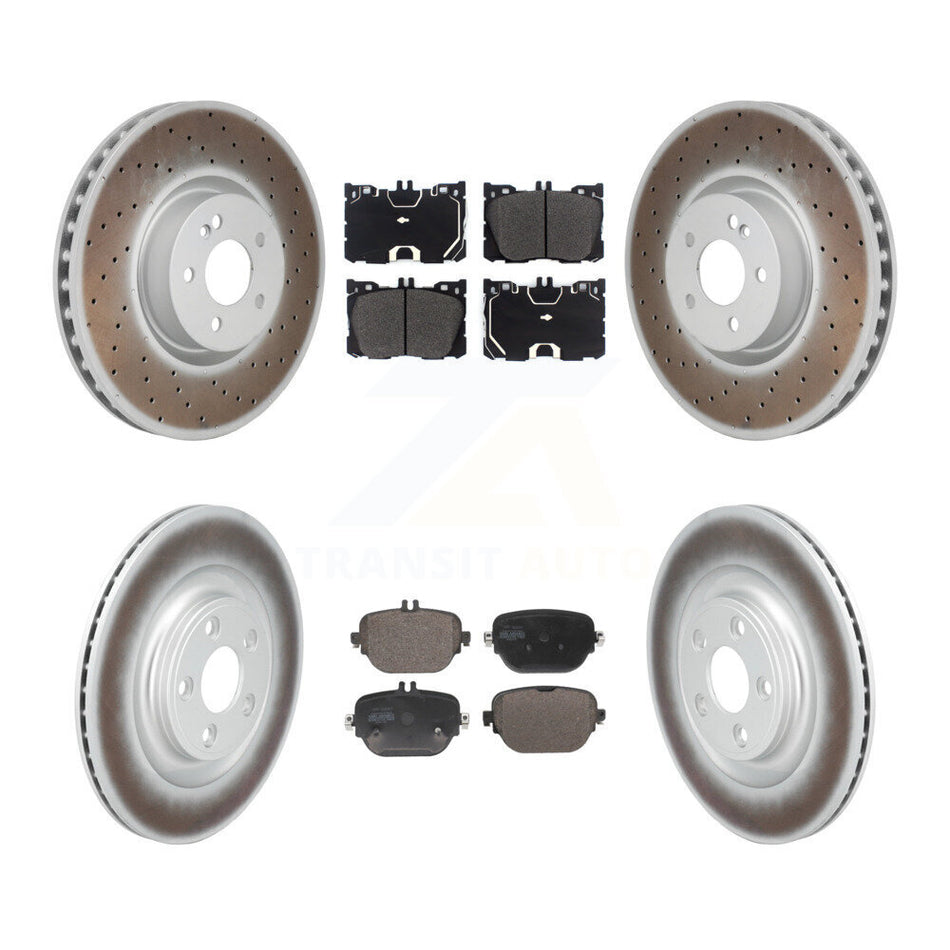 Front Rear Coated Brake Rotor & Semi-Metallic Pad Kit For Mercedes-Benz E400 E450 E43 AMG KGF-103177