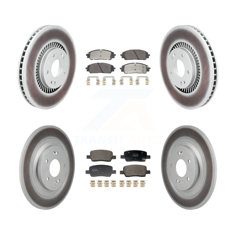 Front Rear Coated Disc Brake Rotors And Semi-Metallic Pads Kit For 2022-2024 Kia Carnival KGF-103188