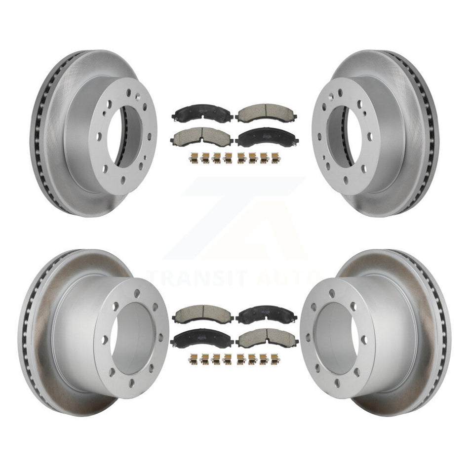 Front Rear Coated Disc Brake Rotor Semi-Metallic Pad Kit For GMC Sierra 3500 HD Chevrolet KGF-103198