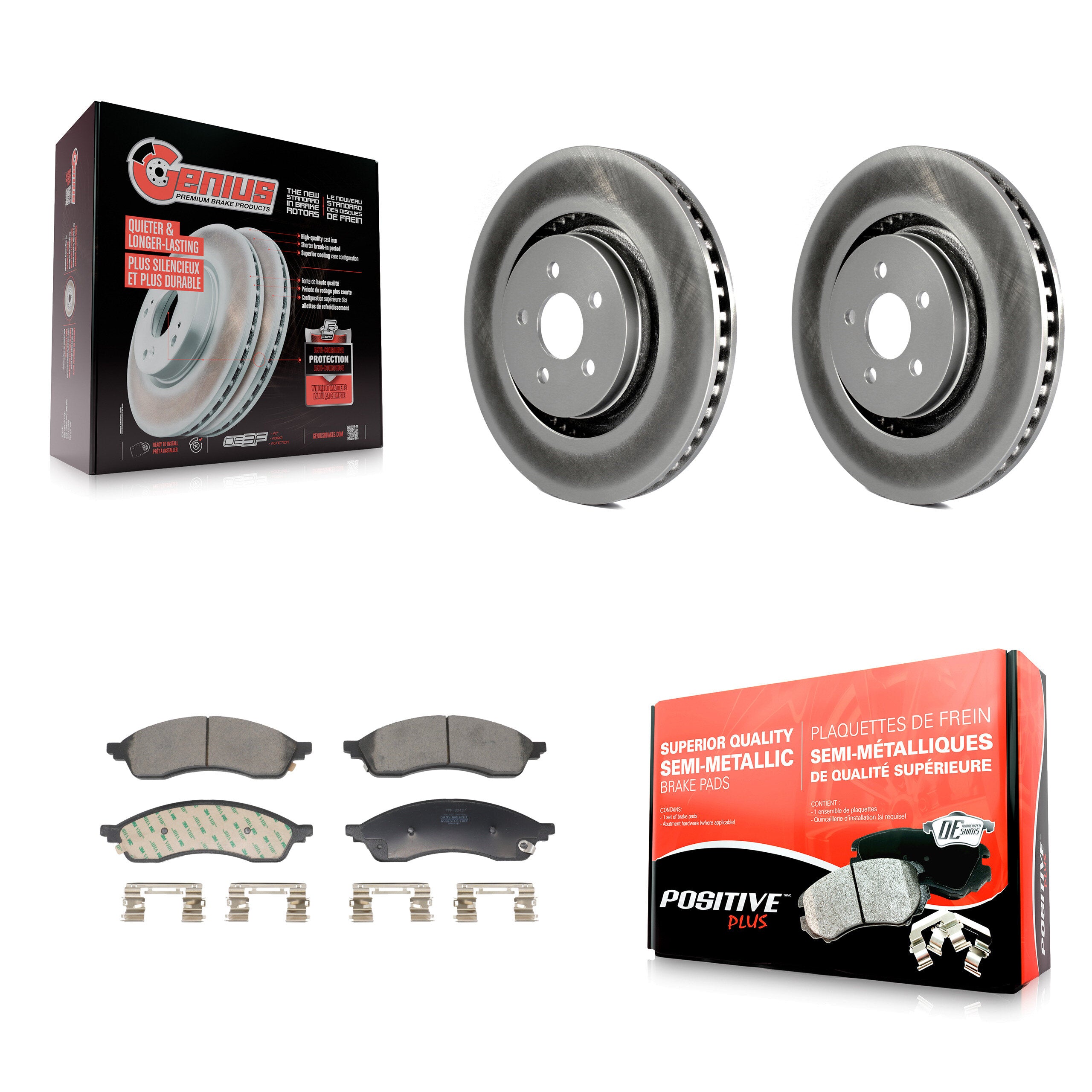 Front Coated Disc Brake Rotors And Semi-Metallic Pads Kit For Lincoln Nautilus KGF-103200