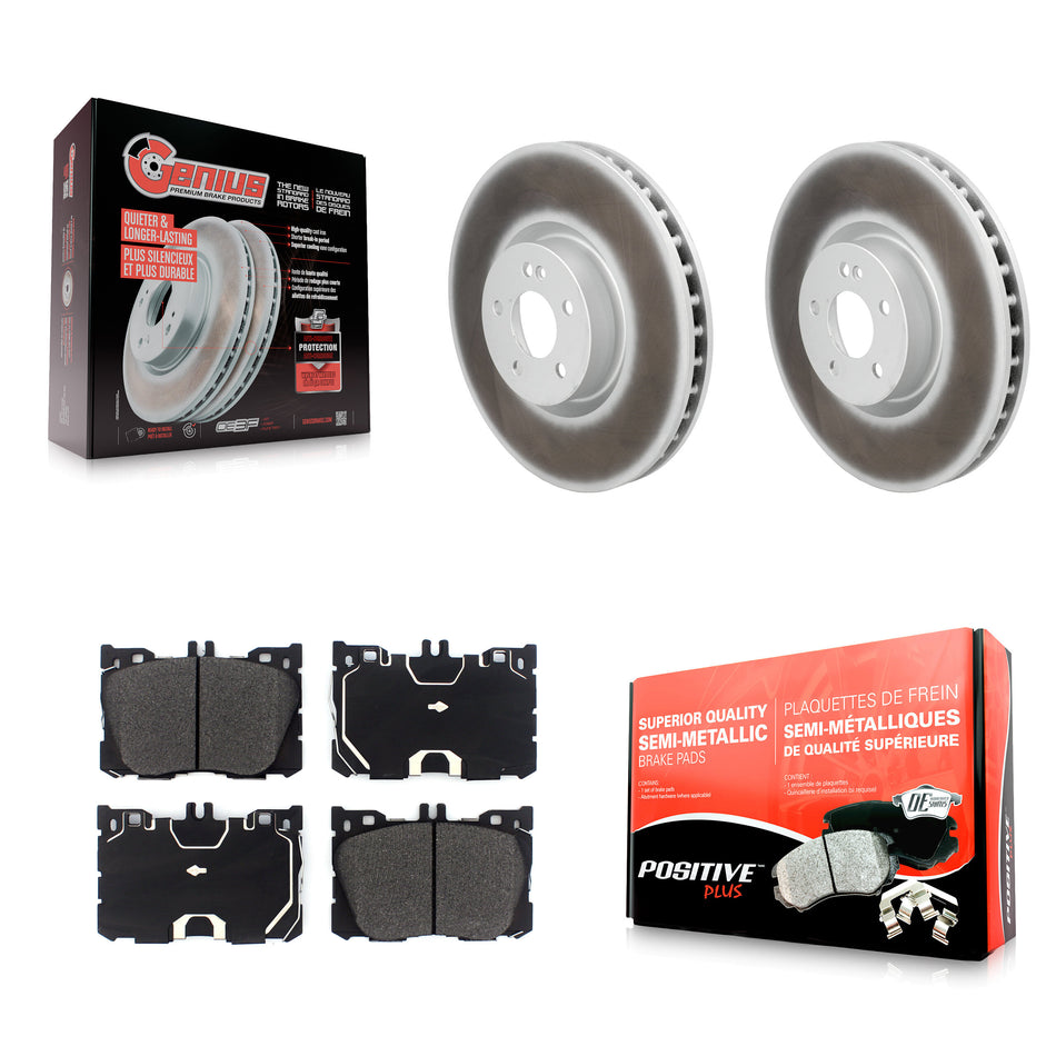 Front Coated Brake Rotors Semi-Metallic Pad Kit For Mercedes-Benz C43 AMG GLC43 E450 E400 KGF-103208