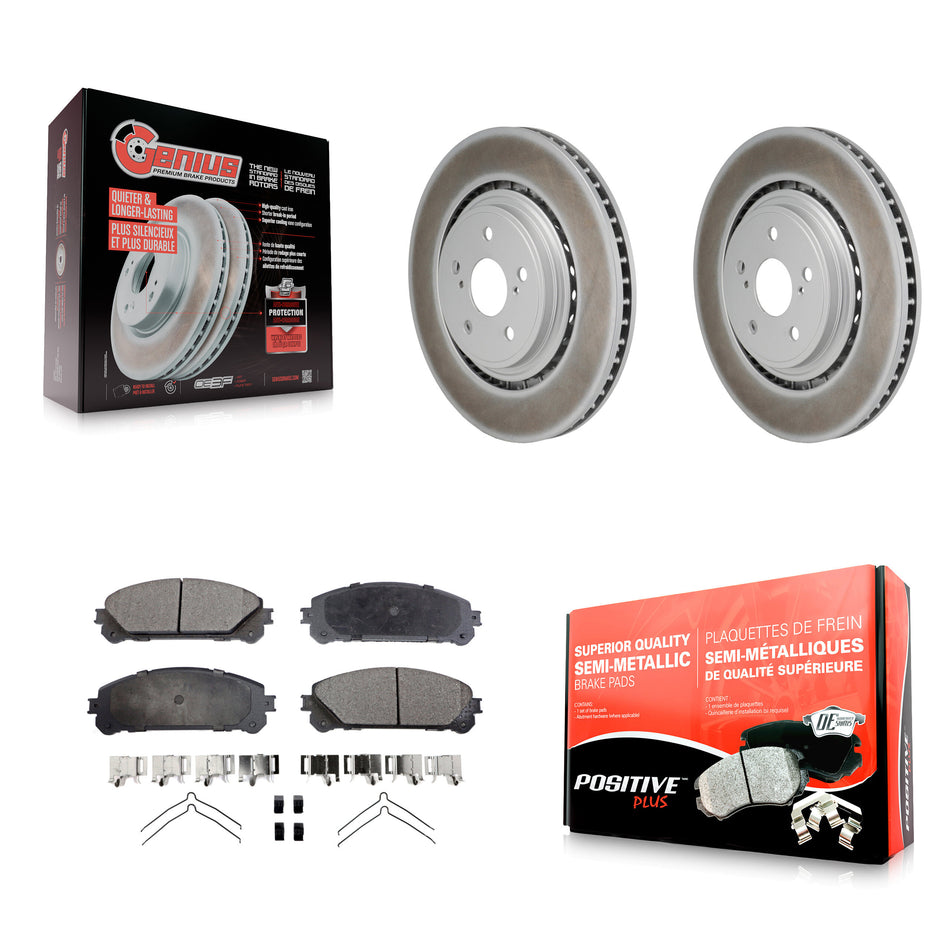 Front Coated Disc Brake Rotors And Semi-Metallic Pads Kit For 2020-2022 Toyota Highlander KGF-103218
