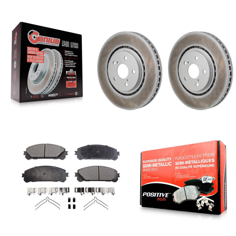 Front Coated Brake Rotor & Semi-Metallic Pad Kit For Toyota Sienna RAV4 Prime bZ4X Subaru KGF-103219