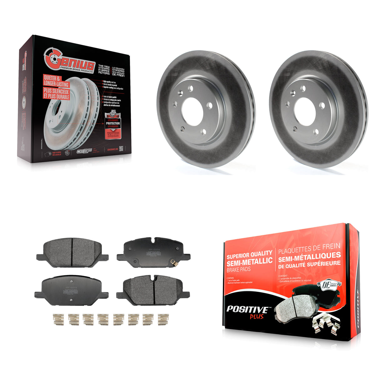 Front Coated Disc Brake Rotors And Semi-Metallic Pads Kit For GMC Terrain KGF-103241