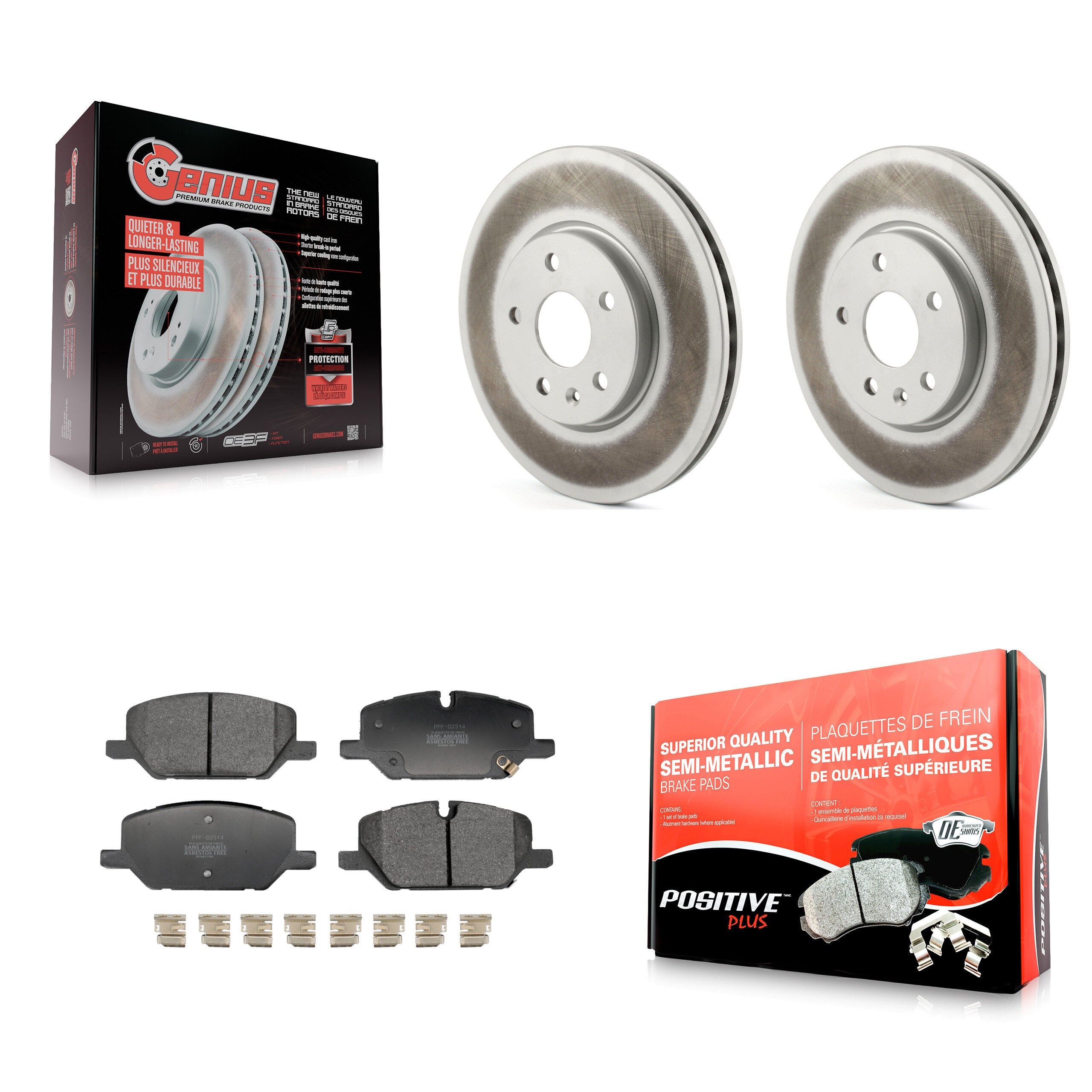 Front Coated Disc Brake Rotors And Semi-Metallic Pads Kit For Buick Envision Cadillac XT4 KGF-103242